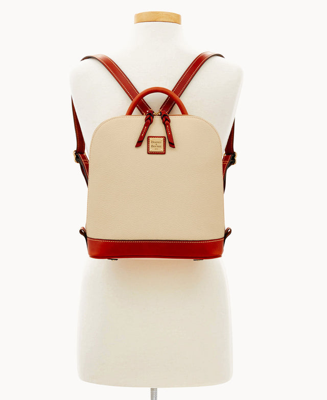 dooney & bourke pebble leather backpack Dooney & Bourke Women's Pebble Grain Zip Pod Leather Backpack in Smoke
