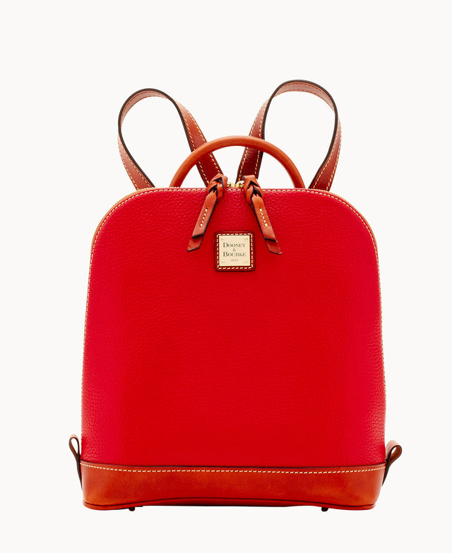 Dooney & Bourke Women's Pebble Grain Zip Pod Leather Backpack in Red