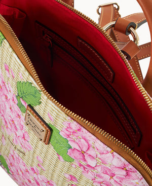 New Dooney & Bourke Small Coated Cotton Pink Hydrangea Backback Hydrangea Basketweave Zip Pod Backpack – ILoveDooney main image 2