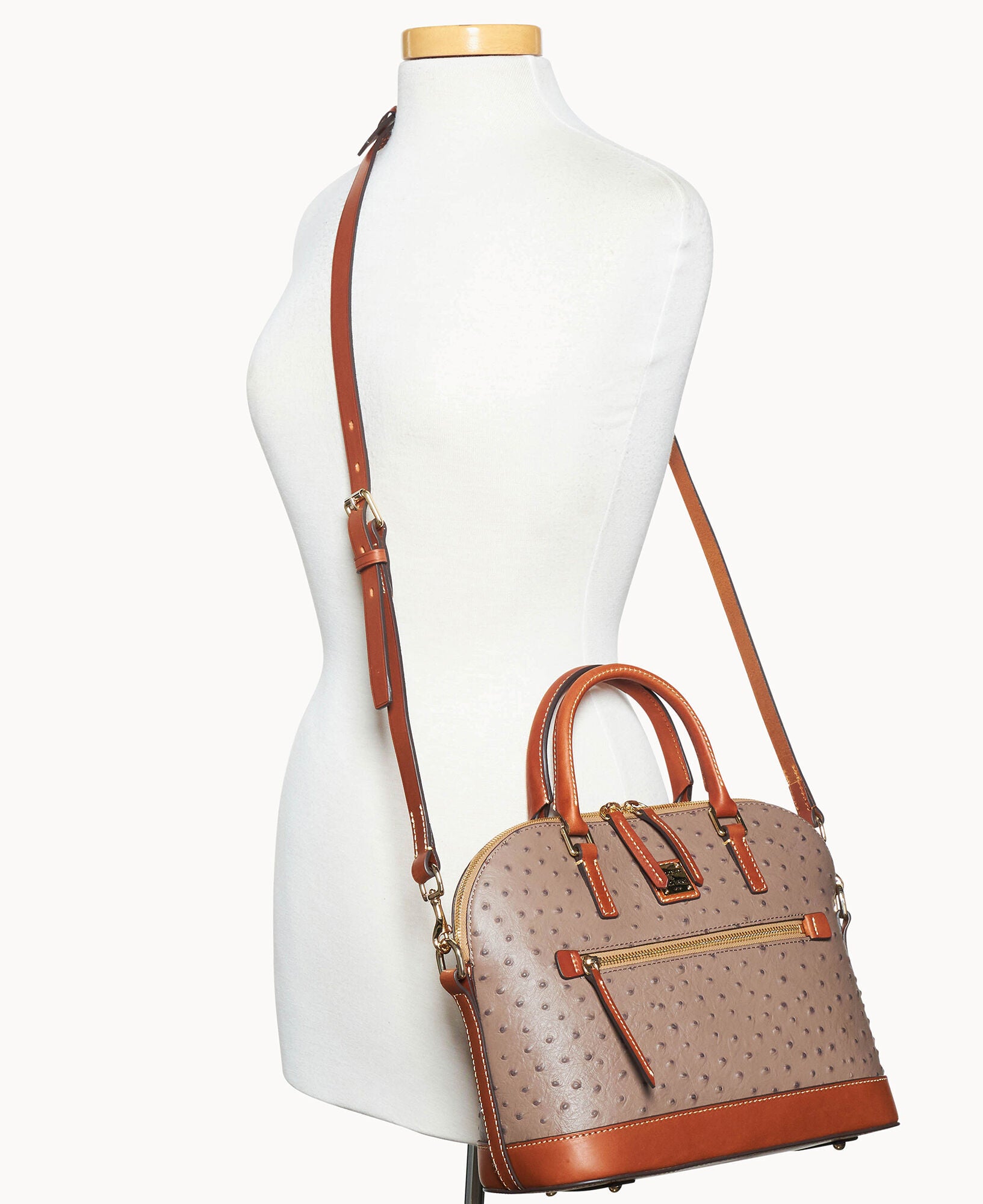 Ostrich Domed Zip Satchel – ILoveDooney