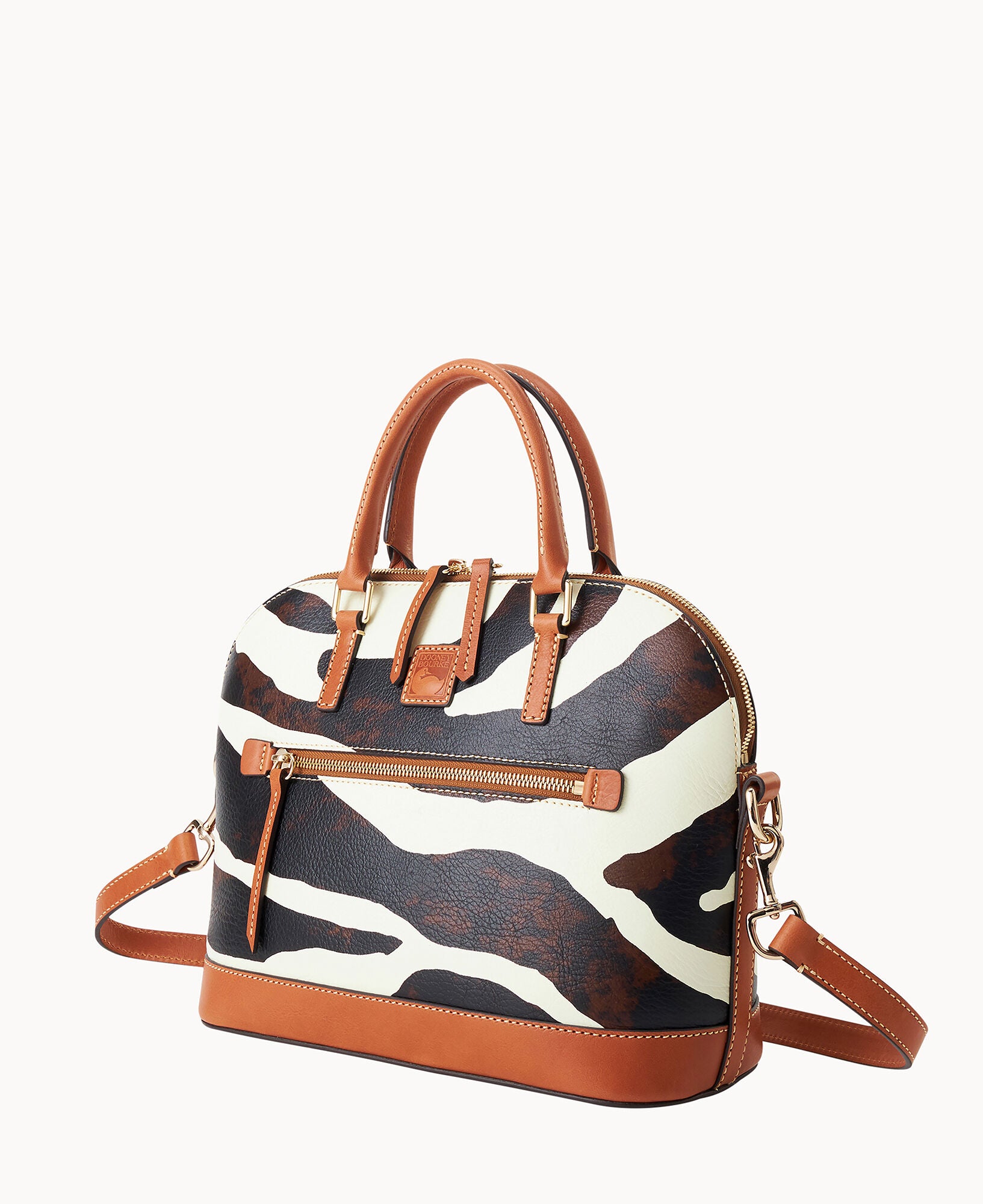 Zebra Leather Domed Zip Satchel – ILoveDooney