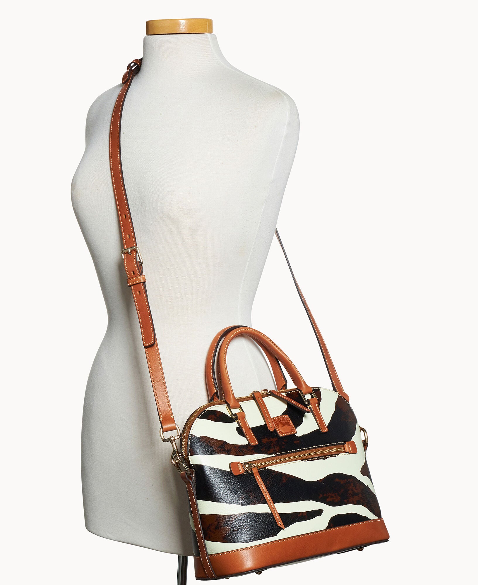 Zebra Leather Domed Zip Satchel – ILoveDooney