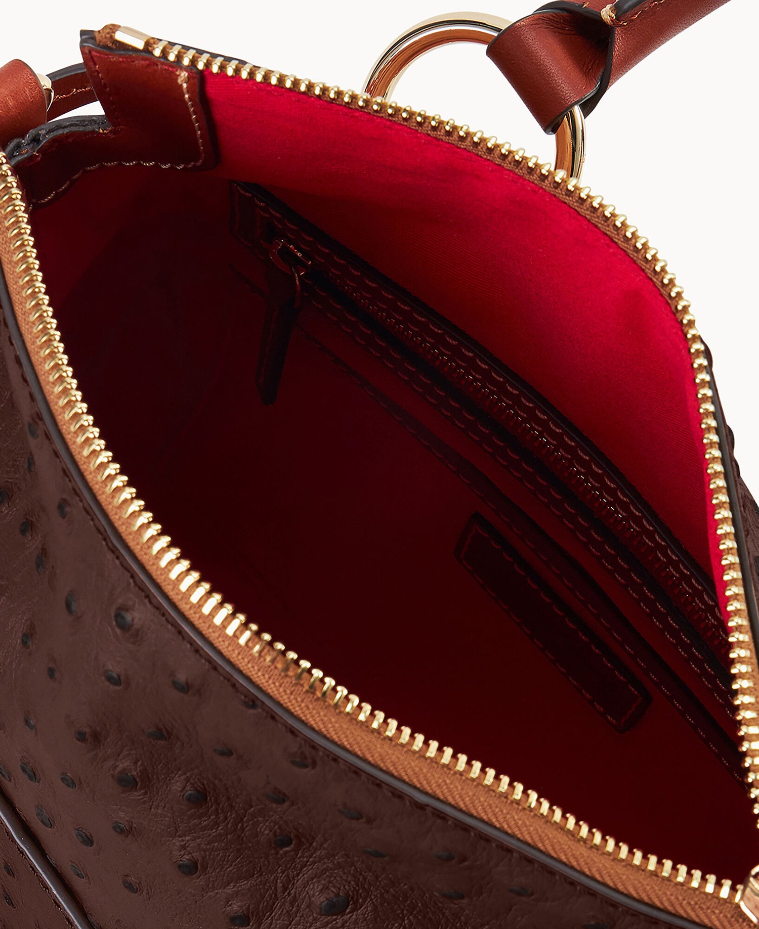 Ostrich Satchel With Pocket