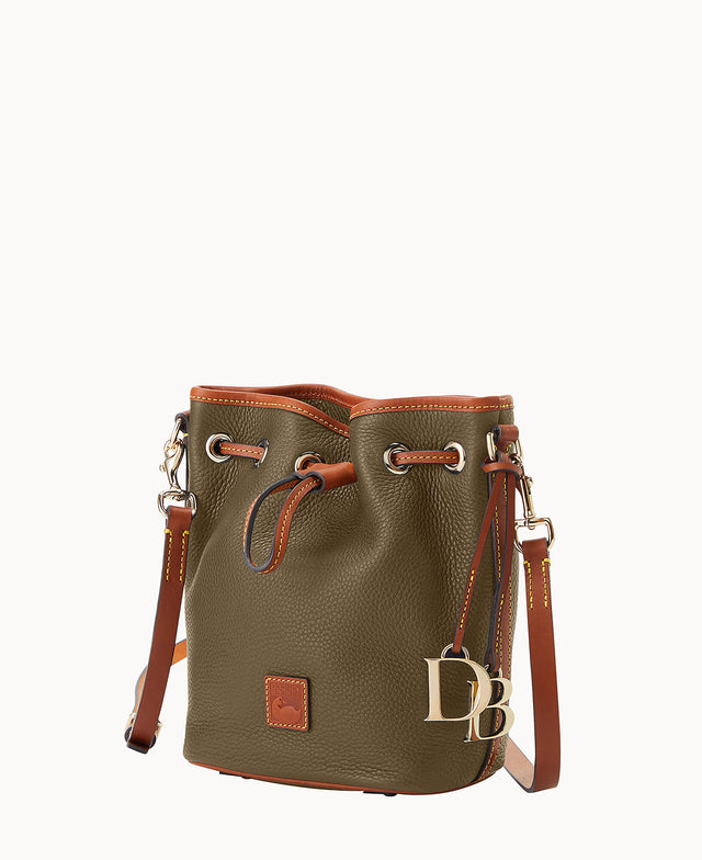 Dooney & Bourke Women's Pebble Grain Small Drawstring Leather Shoulder Bag in Taupe