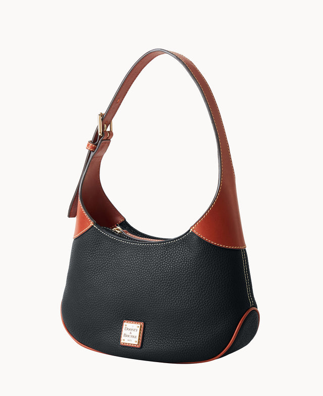 brown leather hobo backpack Dooney & Bourke Women's Pebble Grain Hobo Bag in Black