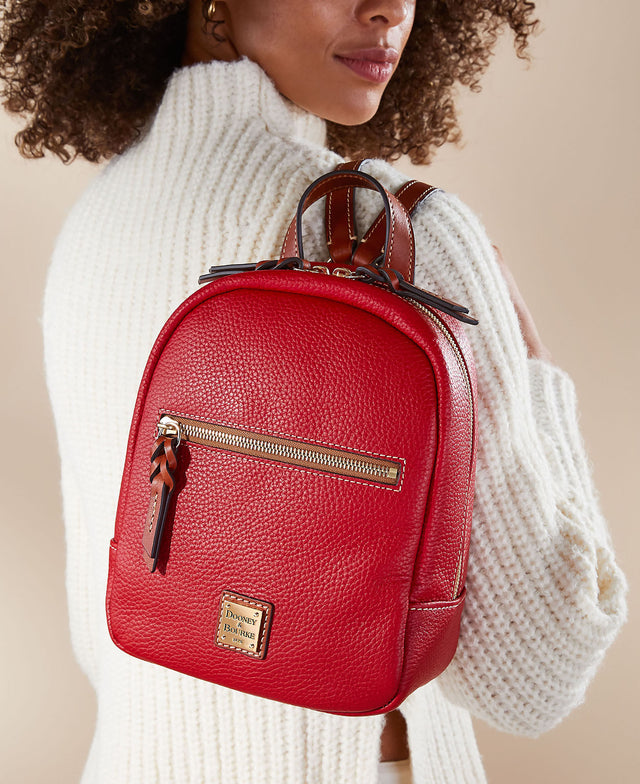 dooney bourke pebble collection ron leather medium backpack - caramel Grain Ronnie Handle drop length 3 Dooney & Bourke Pebble Leather