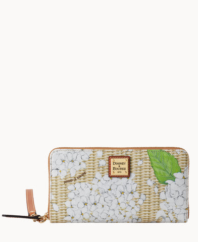 Hydrangea Basketweave Large Zip Around Wristlet – ILoveDooney