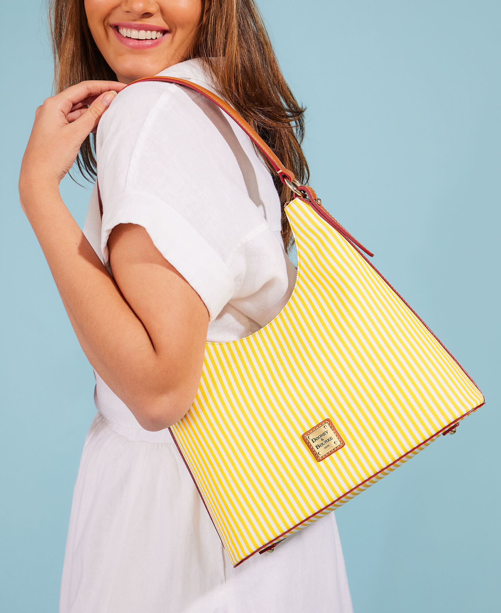 Dooney & Bourke Summer Handbag/shoulderbag Yellow Fabric and 