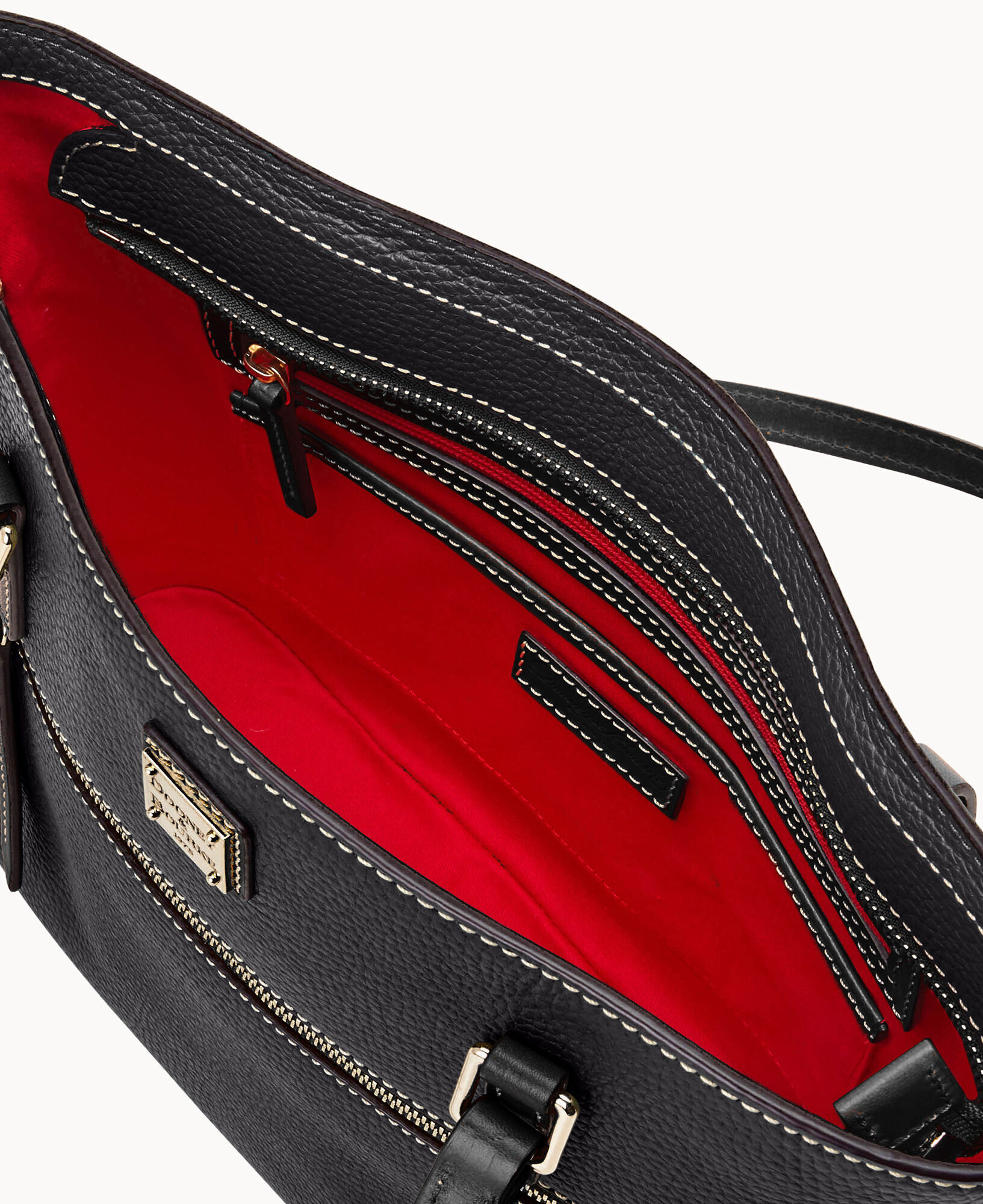 Dooney & Bourke Large East West Brown Pebbled Leather Shoulder Bag Travel  Purse