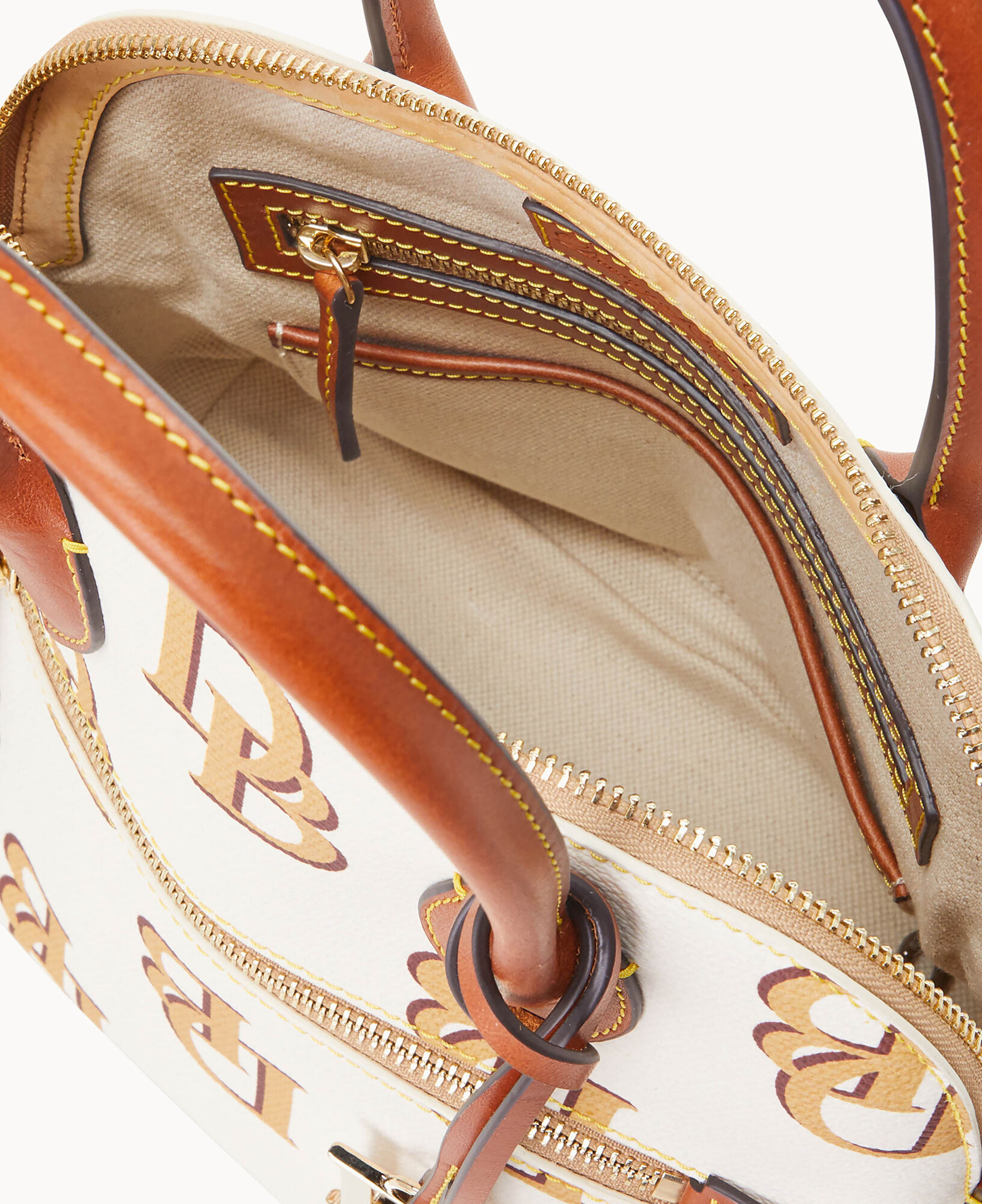 Pre-owned Louis Vuitton Beige Canvas Medallion Leather Detail