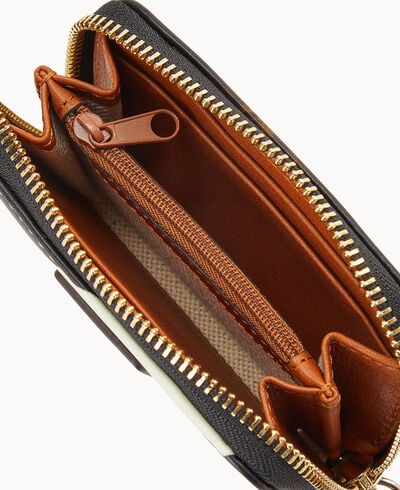 Zebra Leather Large Zip Around Credit Card Case