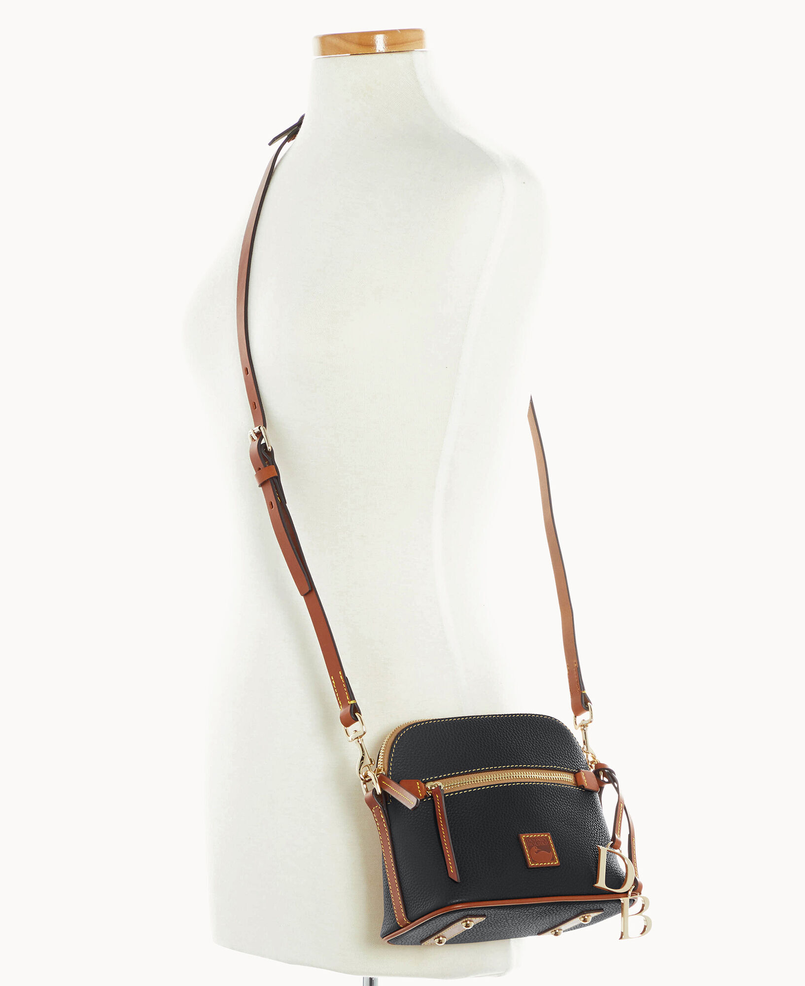 Dooney Bourke Pebble Leather Domed Crossbody Black