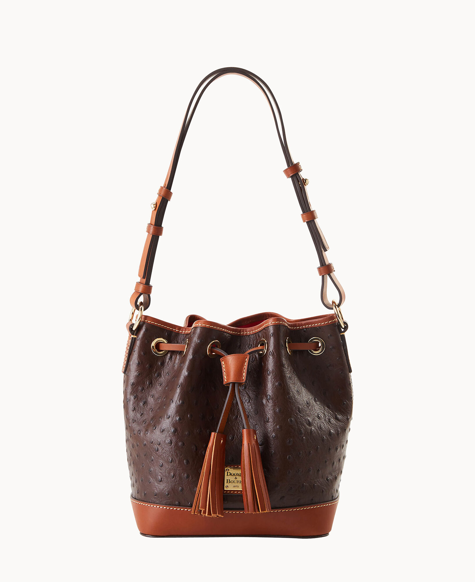 MINI SHIRLEY LEATHER BAG WALNUT OSTRICH EMBOSSED