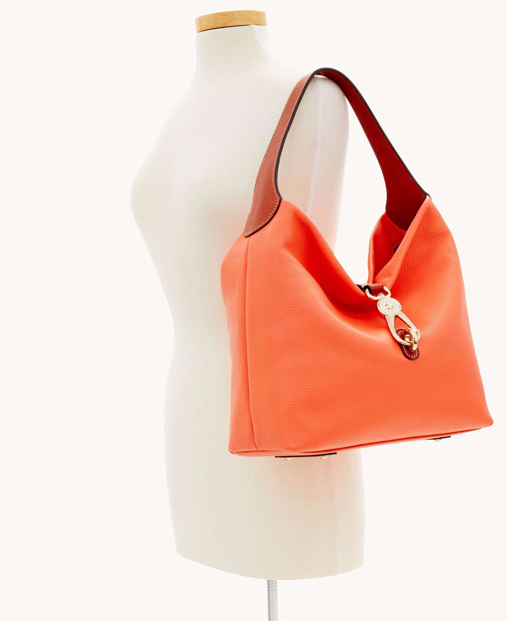 Dooney & Bourke Orange Florentine Logo Lock Shoulder Bag With 