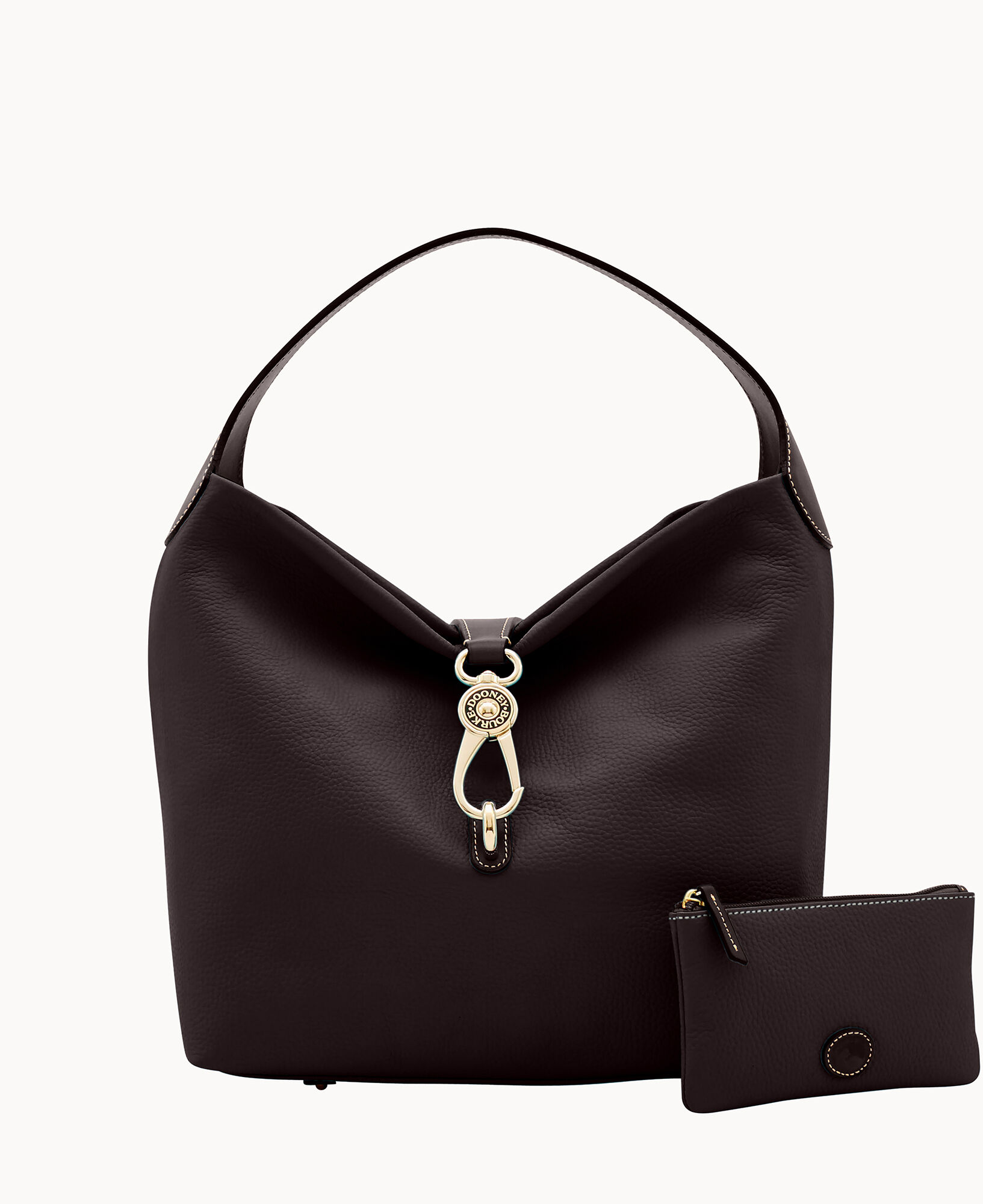 Dooney & Bourke, Bags, Dooney Bourke Logo Lock Sac Belvedere Black  Leather Handbag